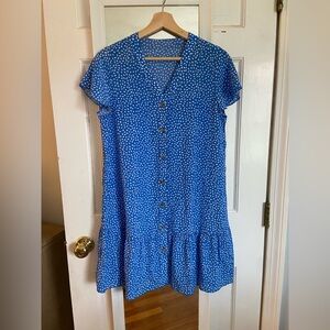 Blue & White Button-Up Dress